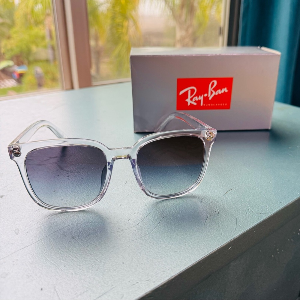 Ray-Ban Transparent Frame Sunglasses with Grey Gradient Lenses